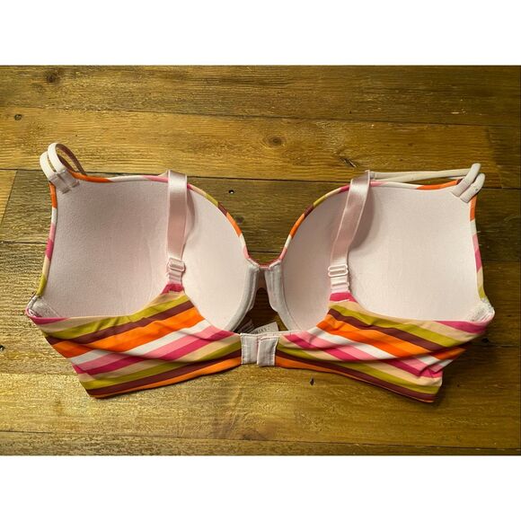 Victoria’s Secret 36DD T-shirt push-up full coverage bra multicolor striped pink - Picture 3 of 6